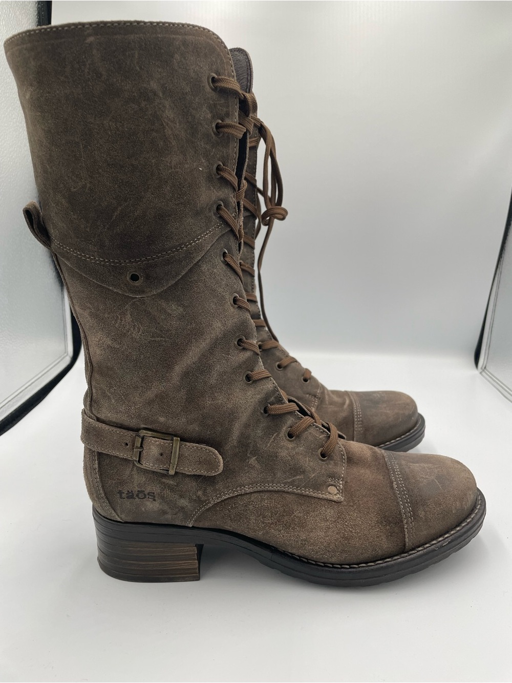 Taos Tall Crave Women's  Brown Leather Combat Boots  US 10-10.5 EU 40